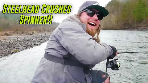 Steelhead Crushes Jordan’s Spinner!! (Raft Fishing For Steelhead.)