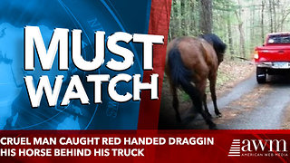 cruel man caught red handed draggin his horse behind his truck