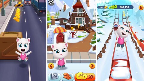 Talking Tom Gold Run I Talking Angela Run Gameplay #1