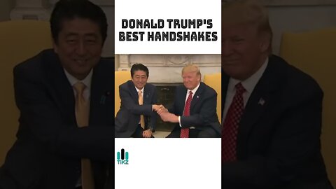 Donald Trump handshakes with politicians.