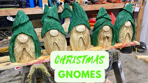Chainsaw Carving Christmas Tree Gnomes - Tutorial