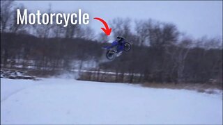Motorcycle goes flying