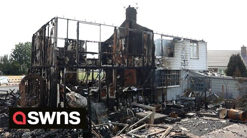 Aftermath footage shows houses decimated by fire in Barnsley, UK