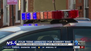 Four teens arrested for committing three armed robberies in one hour early Monday morning