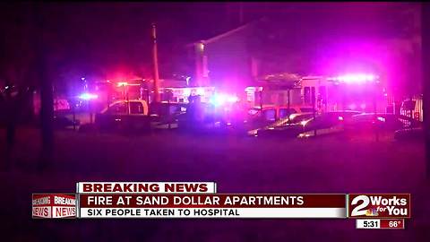 Six hospitalized in south Tulsa apartment fire