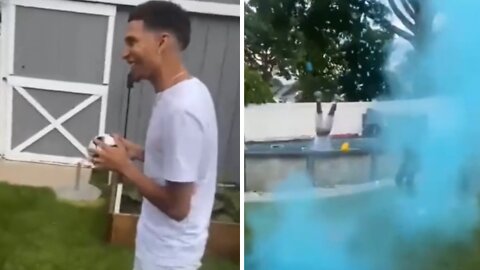 Husband has priceless reaction to gender reveal