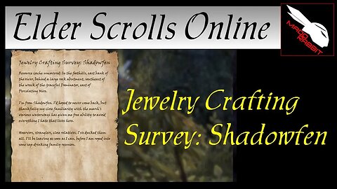 Jewelry Crafting Survey: Shadowfen [Elder Scrolls Online] ESO