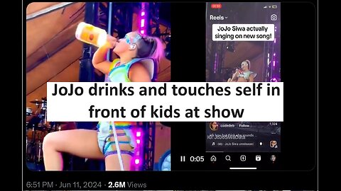 JoJoe Siwa drinks and touches self on stage in front of kids