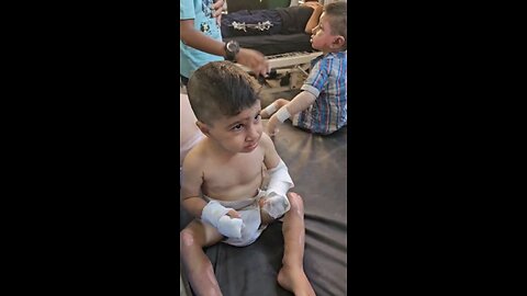 Children injured in the Israeli bombing of School, which shelters displaced people east of Gaza City