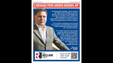 Andrew Bridgen's debate on Excess Deaths - 20th October 2023.