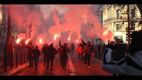 Massive protest in Paris, France against the pension reform