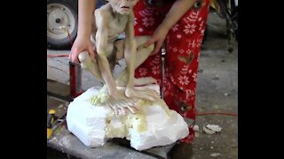 Restoring a Broken Gollum Statue and Sculpting a Rock for Him to Sit On