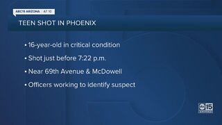 PD: 16-year-old boy in critical condition after being shot near 67th Avenue and McDowell Road