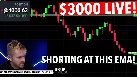SHORTED EMA RESISTANCE FOR $3000 PROFIT! Day Trading Live!