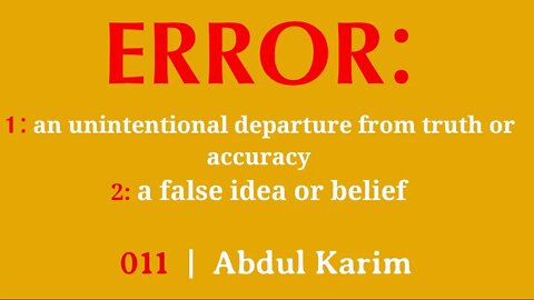 011 | The Error of AL Ghazali | Abdul Karim