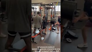 NFL@SAQUON BARKLEY SHOWS OFF ABSURD STRENGTH IN GYM - Message To Giants! #shorts #nfl