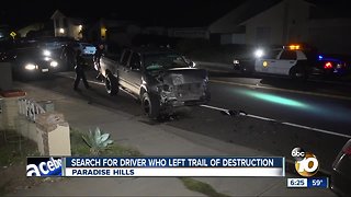 Search for driver who left trail of destruction