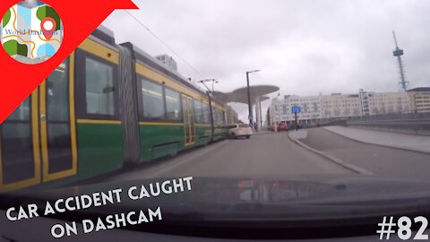 Taxi Makes A Sudden Turn And Crashes Into A Tram - Dashcam Clip Of The Day #82
