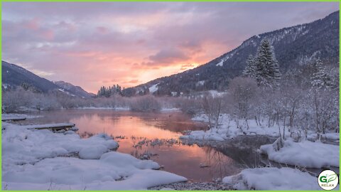 Relaxing Snowy Forest Ambience Music 🌳🎵🏔️ Stress Relief, Relaxation, Sleep, Meditation, Study