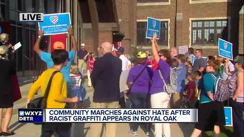Royal Oak residents rally against bigotry after racist graffiti found