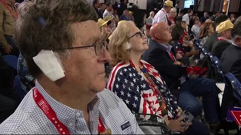 Republicans sport ear bandages at the RNC in solidarity with Donald Trump