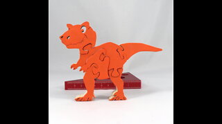 Wood Dinosaur Tray Puzzle Handmade and Finished with Amber Shellac & Orange Paint Normal Speed Music