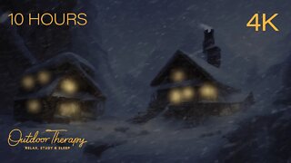 WHITE OUT BLIZZARD at a FANTASY MOUNTAIN VILLAGE | Howling Wind & Blowing Snow Ambience | 10 HOURS