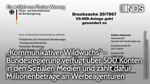 Bundesregierung verfügt über 500 Konten in Sozialen Medien, zahlt Millionenbeträge an Werbeagenturen