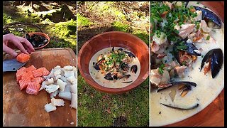 Sea Food Chowder Recipe ASMR 🔥🌲❤