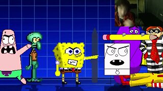 SpongeBob SquarePants Characters (SpongeBob, Squidward, And Patrick) VS Ronald McDonald In A Battle