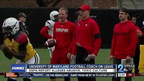 Maryland football coach suspended from program during investigation