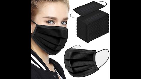 100pcs black disposable face masks 3 ply filter protection face masks💖💖👌