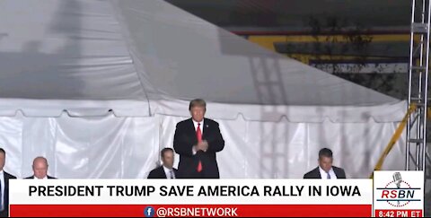Donald Trumps takes the stage at the Des Moines:"Save America" rally in Des Moines, Iowa