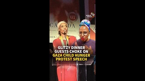 GLITZY DINNER GUESTS CHOKE ON GAZA CHILD HUNGER PROTEST SPEECH