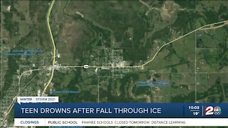 Teen drowns after fall through ice