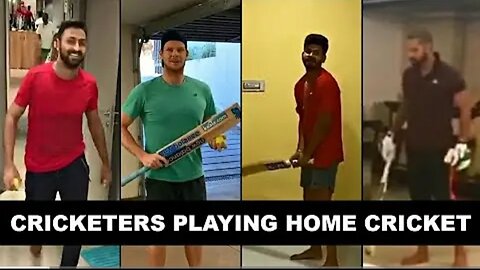 Cricketers playing cricket with their young ones