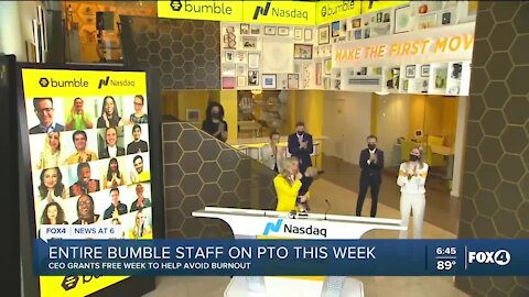 Bumble gives its employees the week off to combat burnout from the COVID-19 pandemic