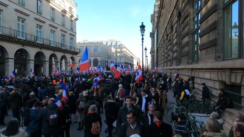 Manifestation contre le pass vaccinal place du Palais Royal à Paris le 12/02/2021 - Vidéo 5