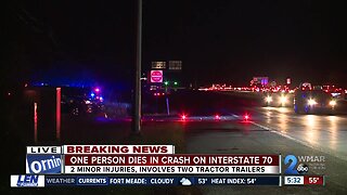 Driver dies after traveling wrong way on I-70 east, colliding with two trucks
