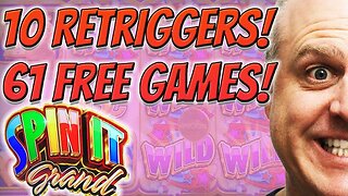 🎰INCREDIBLE BONU$! 🎰10 Re-Triggers ✦ 61 Free Games ✦ Spin It Grand JACKPOT!