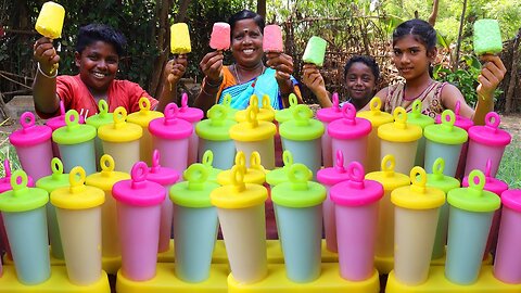 KULFI ICE RECIPE | Badam, Pista, Rose Kuchi Ice | Ice Popsicles in Tamil | Village Fun Cooking