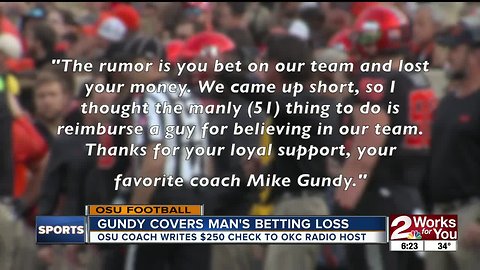 Mike Gundy reimbuses man who bet on Cowboys and lost