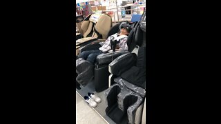 Massage chair sleeping in Japan