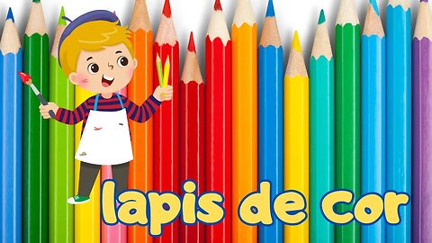 desenho animado infantil pintando com lapis de cor