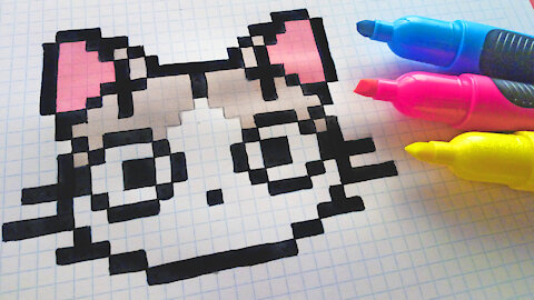 how to Draw Kawaii Cat - Hello Pixel Art by Garbi KW