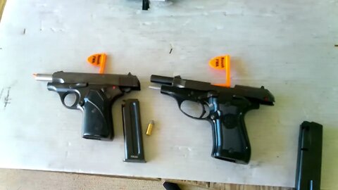 Testing my reloads for 32 acp. left is the m70 Zastava, right is the Beretta.