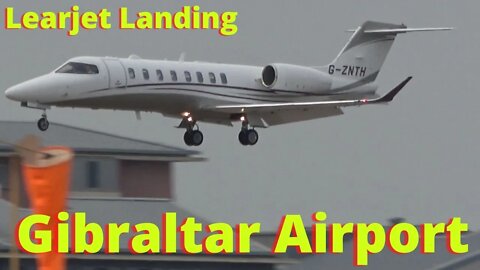 Learjet landing at Gibraltar, 12 October LJ75 (G-ZNTH)