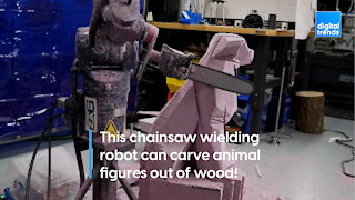 This chainsaw wielding robot can carve animal figures out of wood!