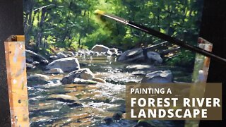 Painting a FOREST RIVER LANDSCAPE