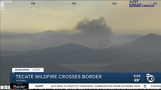 Brush fire erupts near Tecate, California
